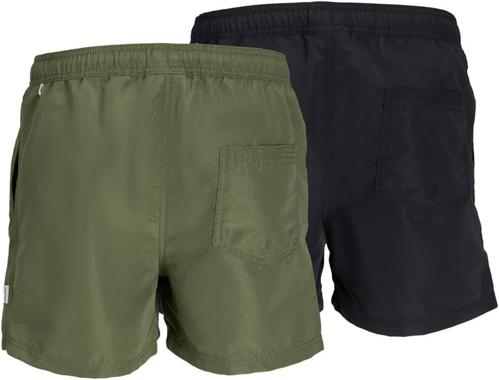 JACK & JONES Herren Badeshorts S Black/Pack:olivine, S Black/Pack:olivine