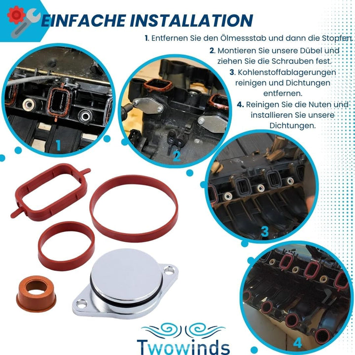 Twowinds - Ansaugbrücke Drallklappen Dichtungssatz für 330d 335d 530d 730d 535d X3 X5 X6 E39 E46 (6
