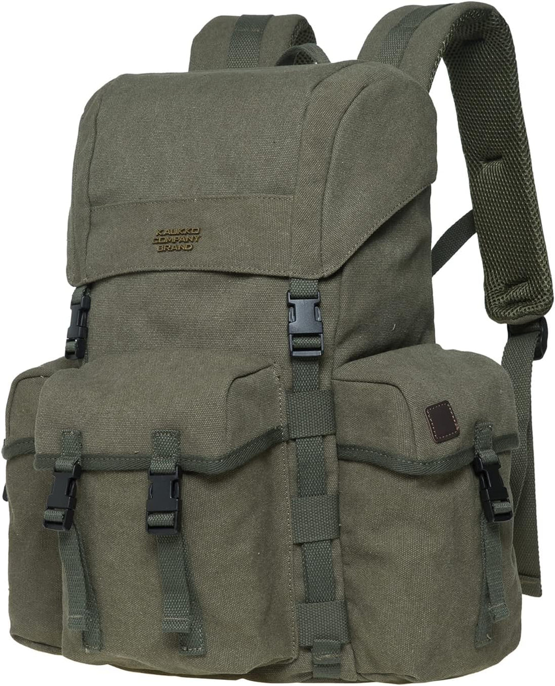 KAUKKO Canvas Retro Rucksack Damen Herren, Vintage Jagdrucksack Wanderrucksack mit 14 Zoll Laptopfac