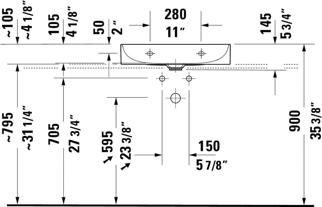 Duravit Möbelwaschtisch Compact DuraSquare 60x40cm, o. ÜL, m HLB, o. HL, we WG