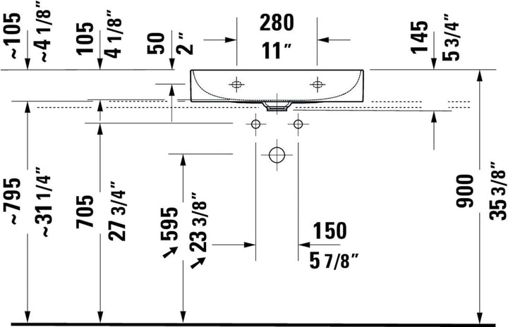Duravit Möbelwaschtisch Compact DuraSquare 60x40cm, o. ÜL, m HLB, o. HL, we WG