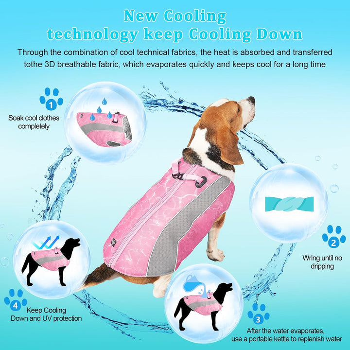 2 in 1 Winterhundemantel und Sommer Hundekühlweste Geschirr reflektierende Kühljacke, leichte Hundem