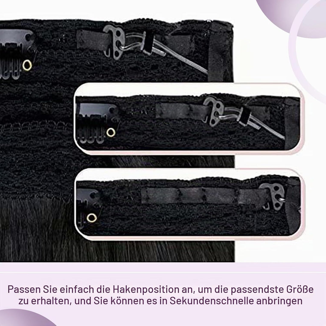 LaaVoo Extensions Echthaar mit Draht Braun Invisible Secret Wire Extensions Haarverlängerung Echthaa
