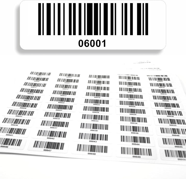 Barcodeetiketten 6001-7000 fortlaufend 5-stellig DGUV Prüfung Barcode Etiketten 1.000 Stck Strichcod