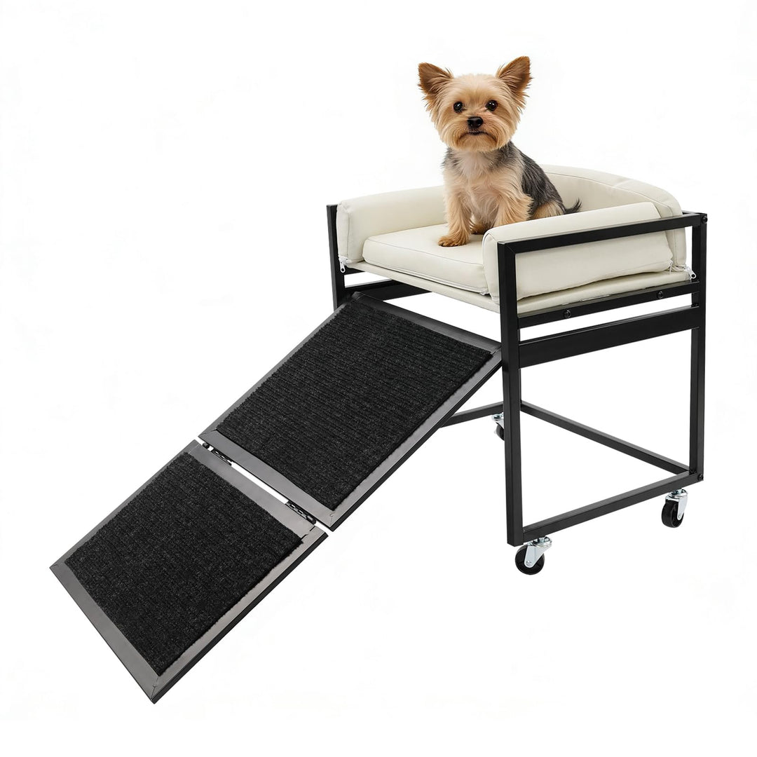 Haustierbett, Mobile Hunderampe Bett Hundebett mit Klappbar Rampe Hundeliege Tragkraft 50kg für klei
