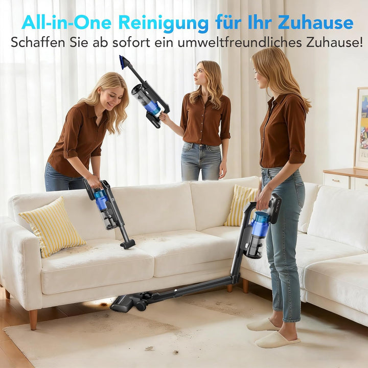 Greenote GSC80 Akku Staubsauger Kabellos 45KPa/600W, mit Ladestation, 60 Min Laufzeit, Klappbarer &