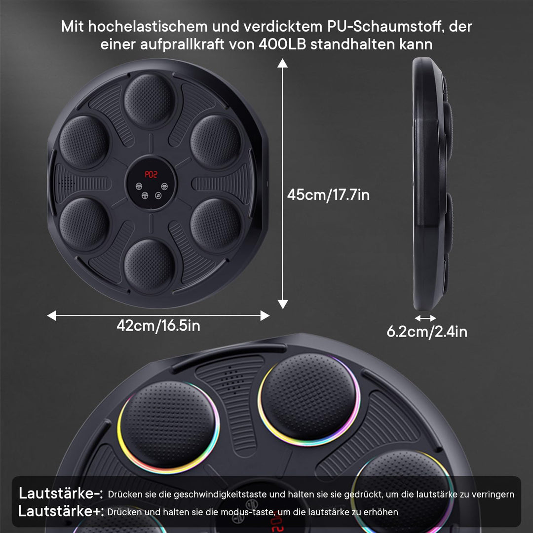 Unichefry Music Boxing Machine, Boxmaschine mit Musik & LED-Beleuchtung, 12 Geschwindigkeitsmodi und