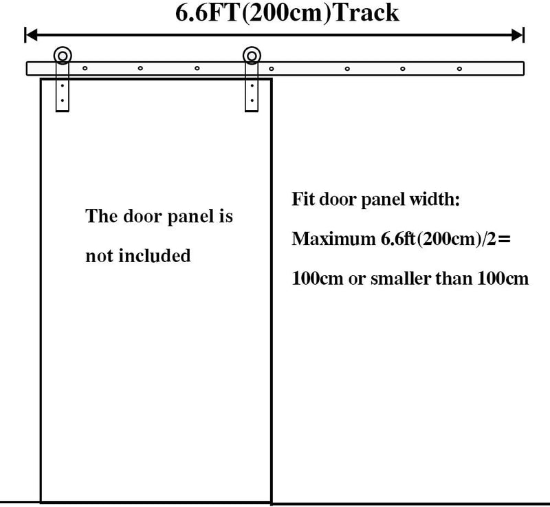 Schiebetürbeschlag Set 6.6FT/200 cm Schiebetür Kit Hängeschiene Schiebetürsystem Barn Door Hardware