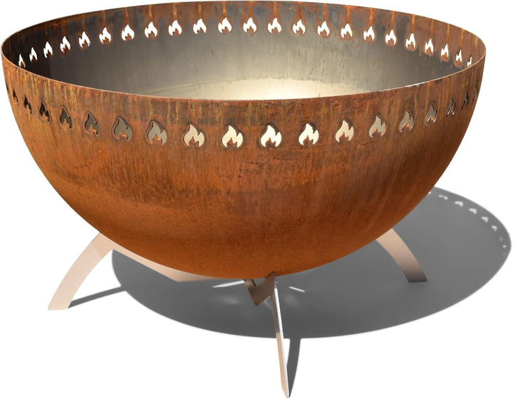 Grillrost.com Das Original Feuerschale in Cortenstahloptik - Schwenkbar & mit Belüftung