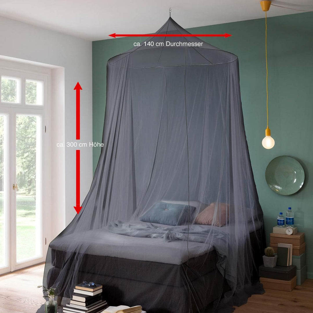 RSP® Moskitonetz Home für Doppelbetten mit extra grossem Spannring für Zuhause Einheitsgrösse Schwar