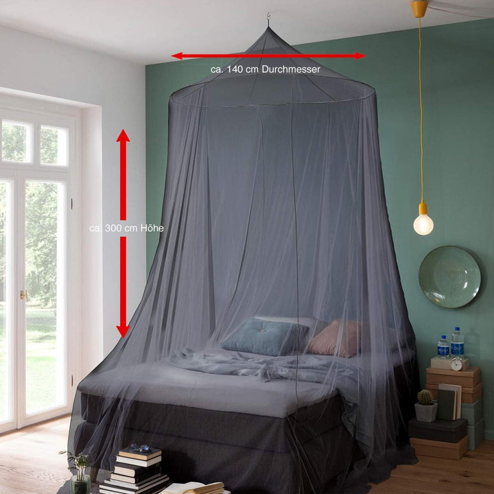 RSP® Moskitonetz Home für Doppelbetten mit extra grossem Spannring für Zuhause Einheitsgrösse Schwar