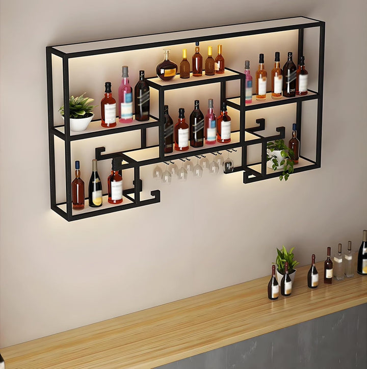 Generisch Modernes Metall Weinregal Wand, Bar Regale Wand Bar Einheit Floating Shelves Eisen Wine Ra