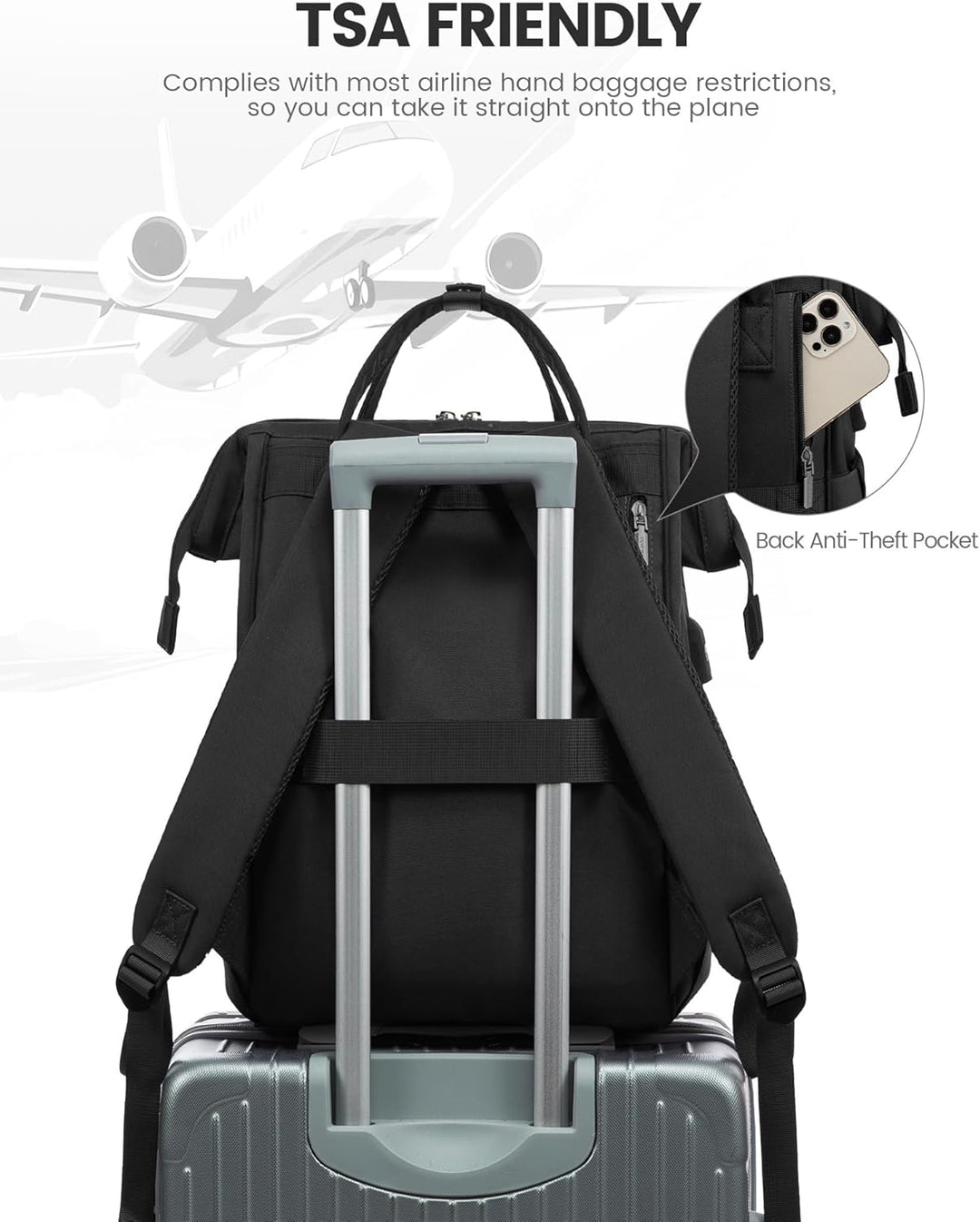 LOVEVOOK Schulrucksack Teenager Mädchen, 15,6 Zoll Laptop Schultasche Arbeitstasche Herren Damen, Wa