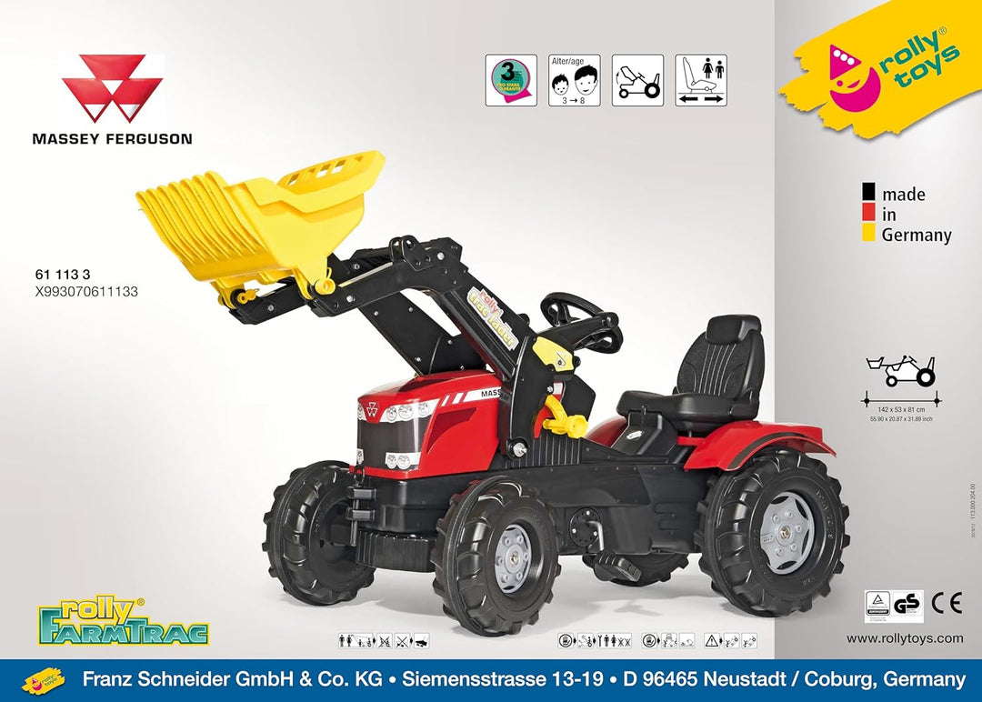 Rolly Toys rollyFarmtrac MF 7726 Tretfahrzeug (für Kinder ab drei Jahre, Flüsterlaufreifen, verstell