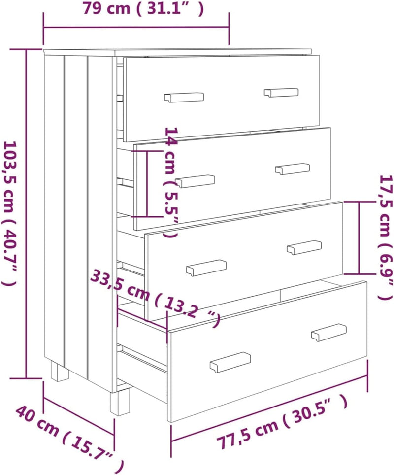 Gecheer Sideboard Schubladenschrank 4 Schubladen Kommode Anrichte Schrank Beistellschrank Schubladen