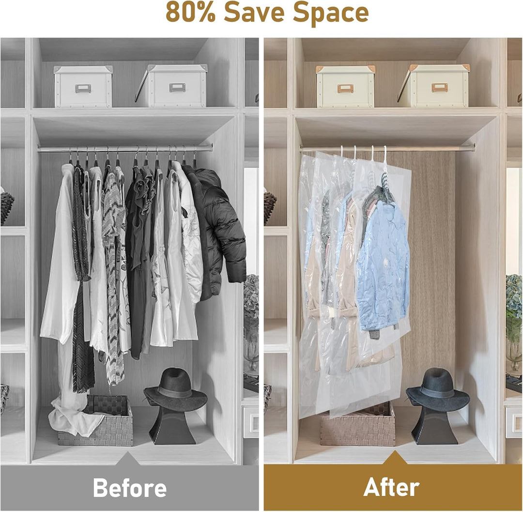 Vakuumbeutel zum Aufhängen, platzsparend, 4 Stück, für Kleidung, Anzüge, Kleider, Mäntel oder Jacken