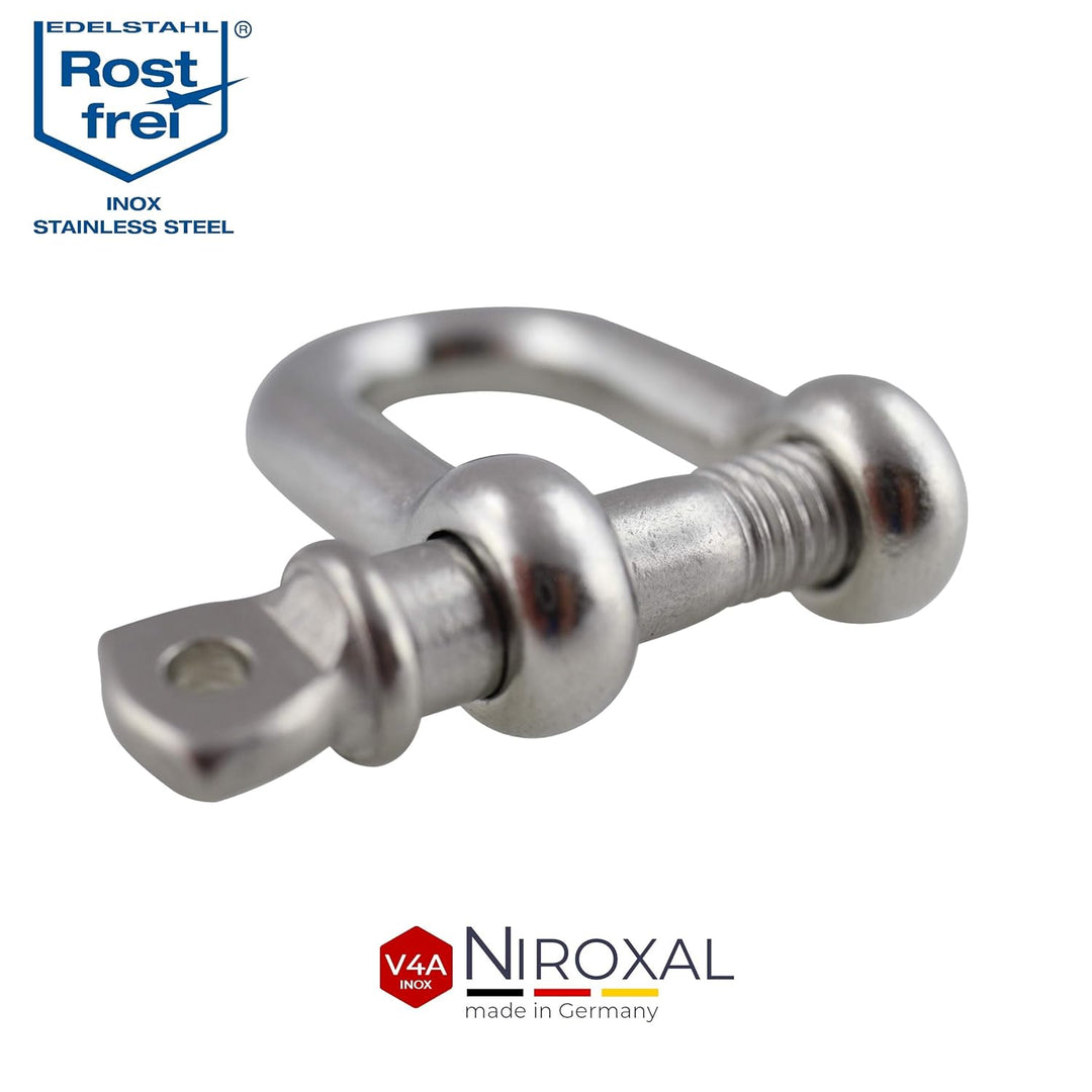 2 Stueck 19-mm Edelstahl Rund-Scheakel aus V4A kurze gerade robuste Form Bruchlast 16.000 kg Schäkel