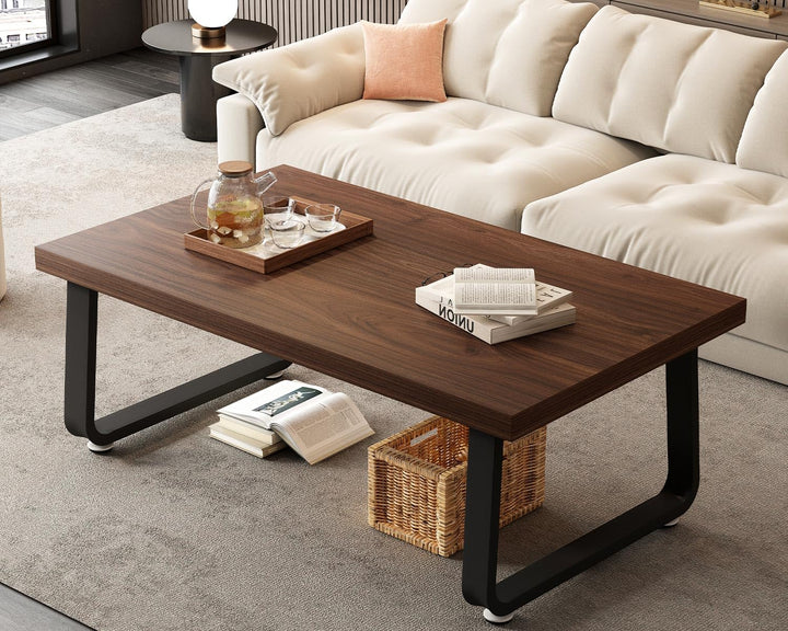 HSH Couchtisch Schwarz 100 x 55 x 46.5 cm Walnuss, 55T x 100B x 46.5H cm Walnuss