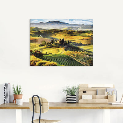 ARTland Leinwandbilder Wandbild Bild auf Leinwand 80x60 cm Gemälde Landschaftsbilder Toskana Natur I