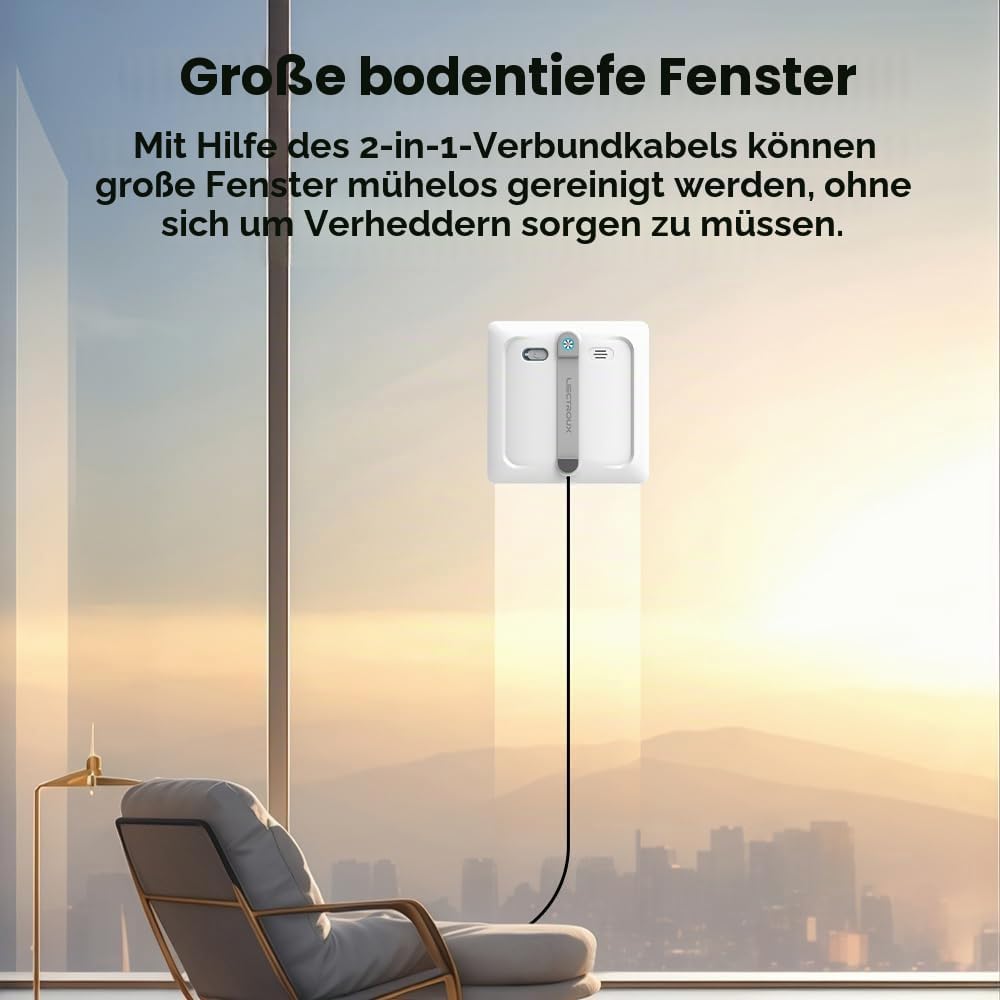 LIECTROUX Fensterputzroboter S9, 2 rotierende Bürsten, Sprühpumpe mit 6 Düsen, bürstenloser Motor, 9