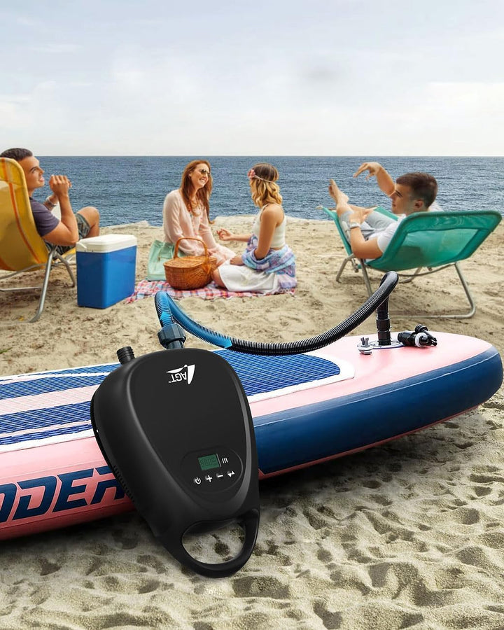 AGT Akkupumpe für SUP: Akku-Luftpumpe für SUP-Boards, 70 l/Min., 12 V, 1,38 bar/20 psi (Luft-Pumpe,