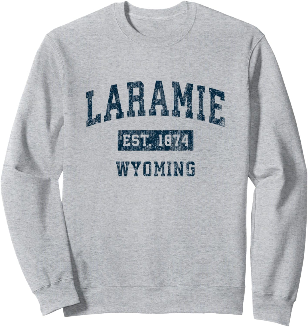 Laramie Wyoming WY Vintage Sportdesign Navy Print Sweatshirt