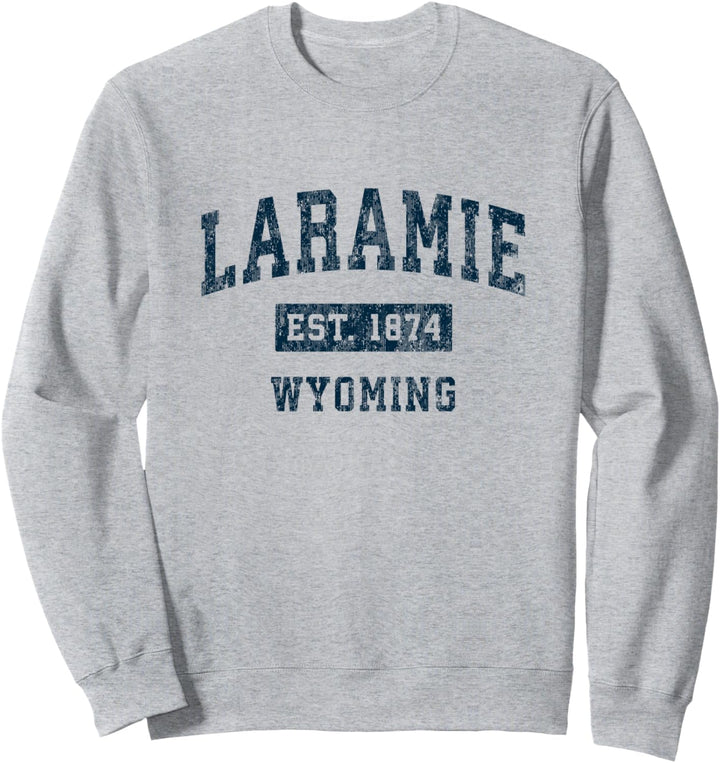 Laramie Wyoming WY Vintage Sportdesign Navy Print Sweatshirt