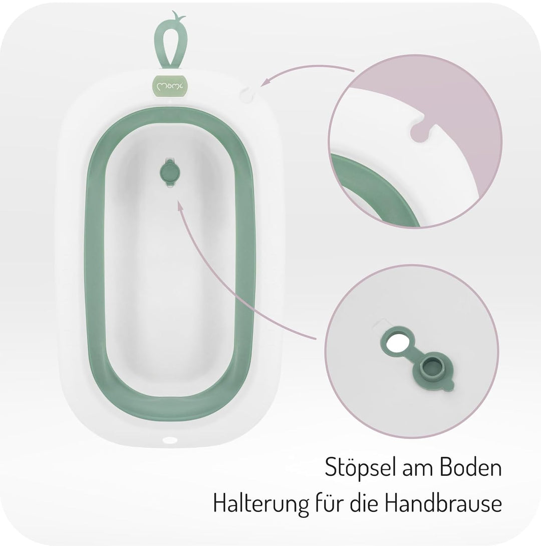 Momi Badewanne NATA ab 0 Jahre, faltbar, für Babys und Kinder bis 25 kg, mit einklappbaren Standfüss
