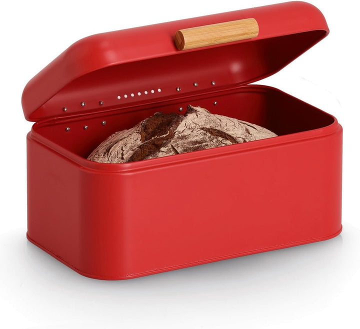 Zeller Brotkasten, Metall/Bambus, rot