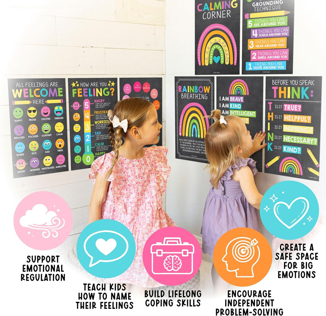 8 Kreidetafel-Poster mit beruhigender Ecke, für Klassenzimmer, Must-Haves für Lehrer – Calm Down Cor