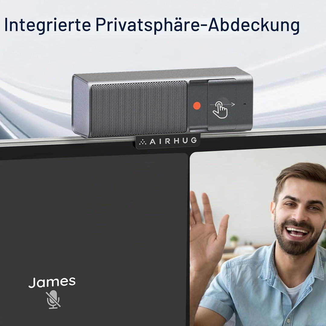 AIRHUG 3 in 1 1080P Webcam mit Mikrofon & Lautsprecher, USB Kamera für Videokonferenzen/Online-Klass