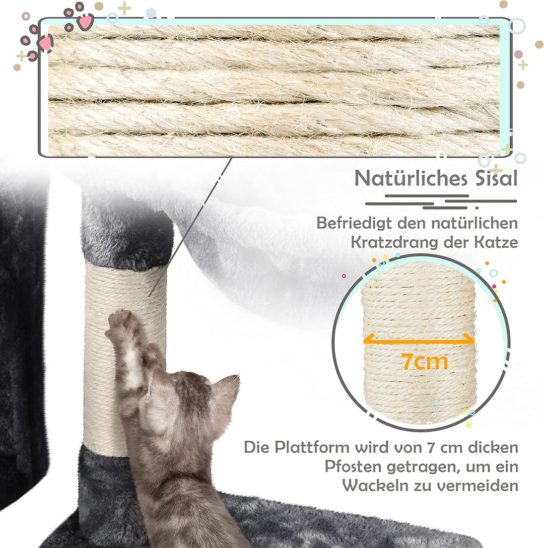 Yaheetech Kratzbaum 96 cm hoch Katzenbaum Kletterbaum für Katzen, mit Sisal Plüsch Katzenhöhle und K