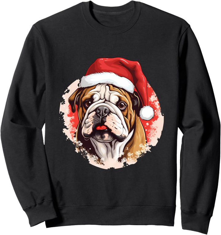 Englische Bulldogge mit Weihnachtsmütze. Weihnachten Hund Sweatshirt