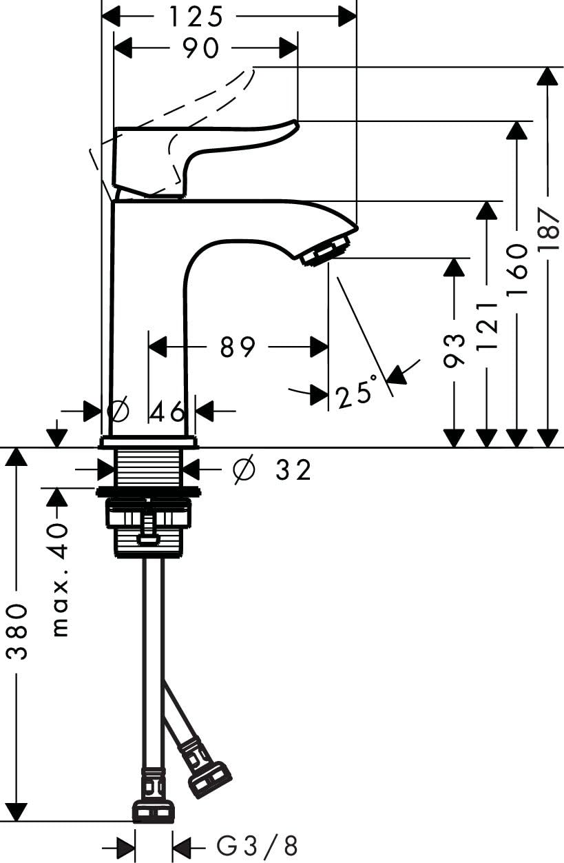 hansgrohe Wasserhahn Metris (Armatur mit Auslaufhöhe 100mm ohne Ablaufgarnitur) Chrom Chrom Auslaufh