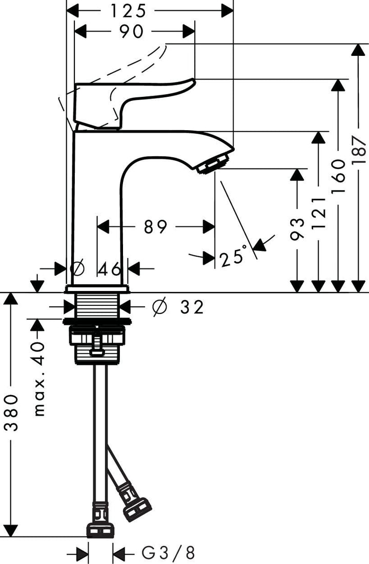 hansgrohe Wasserhahn Metris (Armatur mit Auslaufhöhe 100mm ohne Ablaufgarnitur) Chrom Chrom Auslaufh