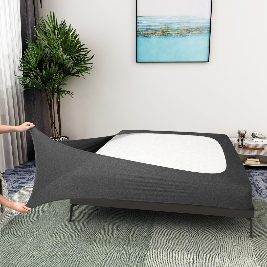 Boxspring-Bezug, King-Size-Grösse, Jersey-Strick und dehnbar, 4 Seiten, Bettrock für Hotel und Zuhau