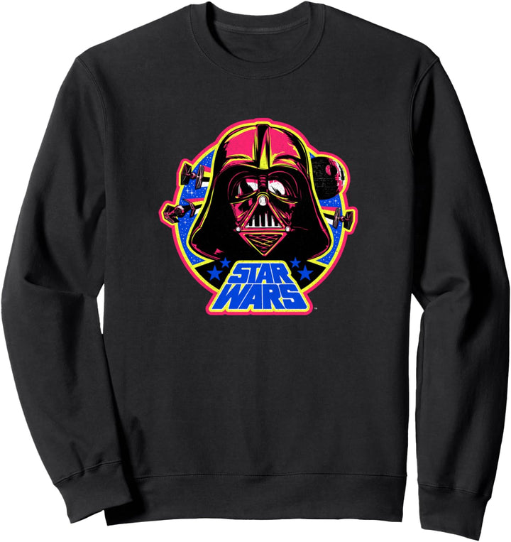 Star Wars Darth Vadar Neon Helmet Death Star Logo Sweatshirt