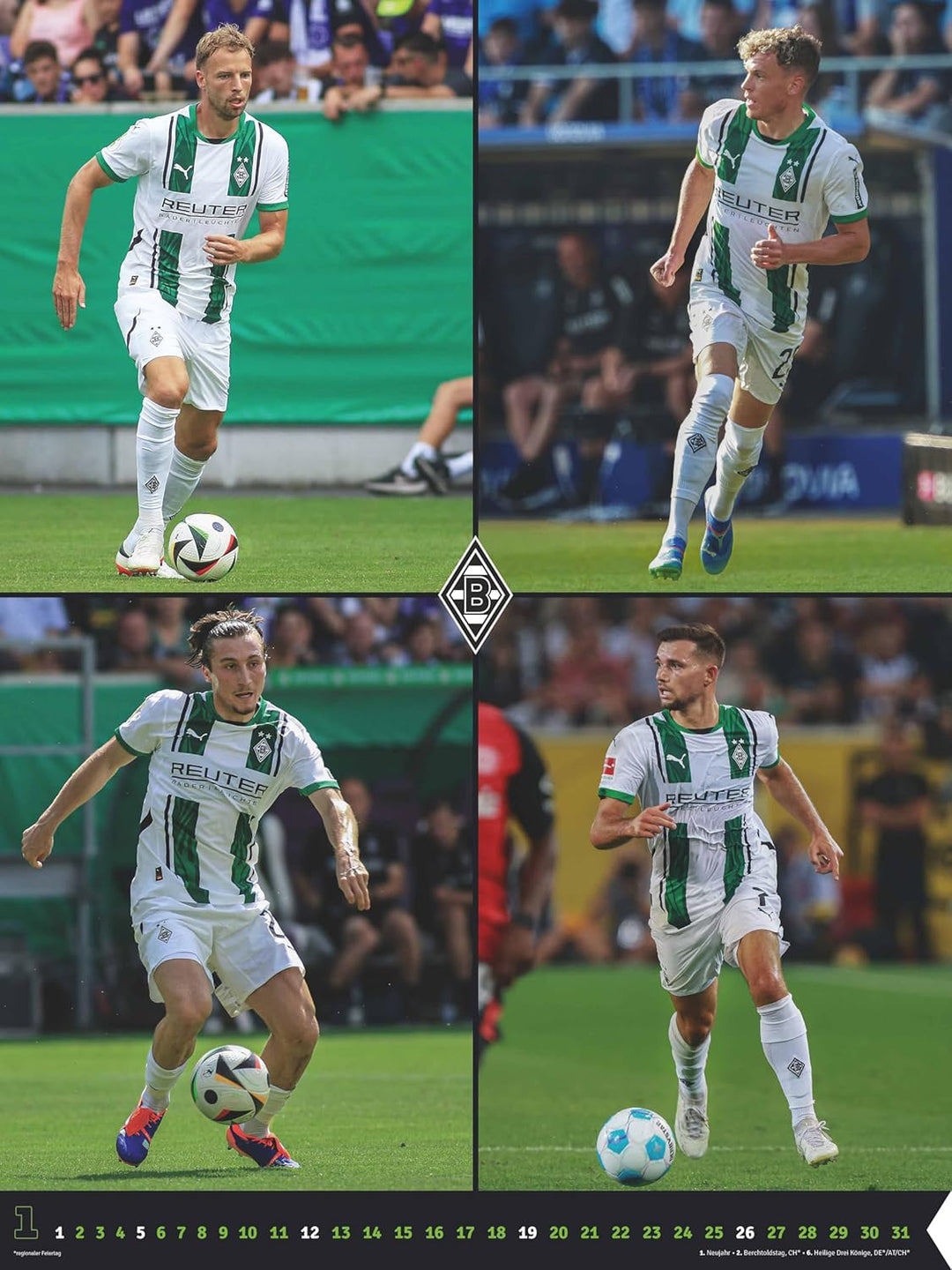 N NEUMANNVERLAGE - Borussia Mönchengladbach 2025 Posterkalender, 48x64cm, Fussball-Kalender mit Moti