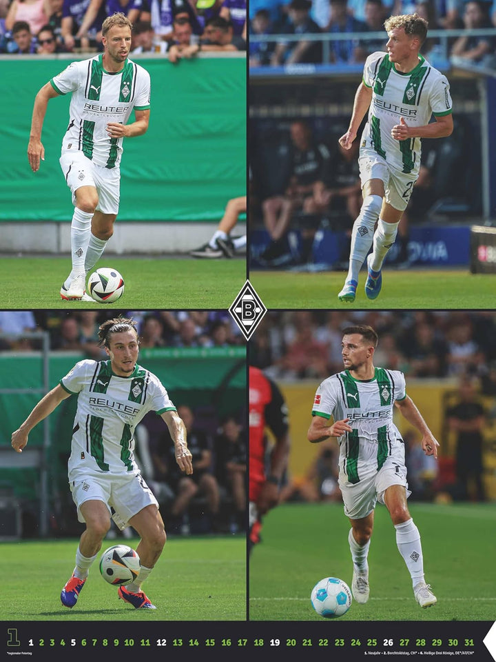 N NEUMANNVERLAGE - Borussia Mönchengladbach 2025 Posterkalender, 48x64cm, Fussball-Kalender mit Moti