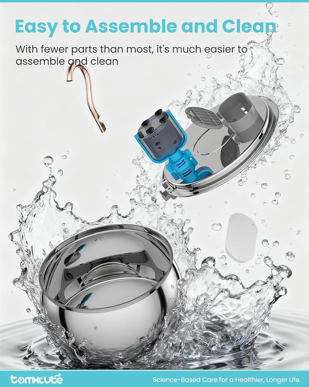 Tomxcute Katzenwasserbrunnen, 4,0 l, automatischer Edelstahl-Haustierbrunnen, Hundewasserspender, Ul