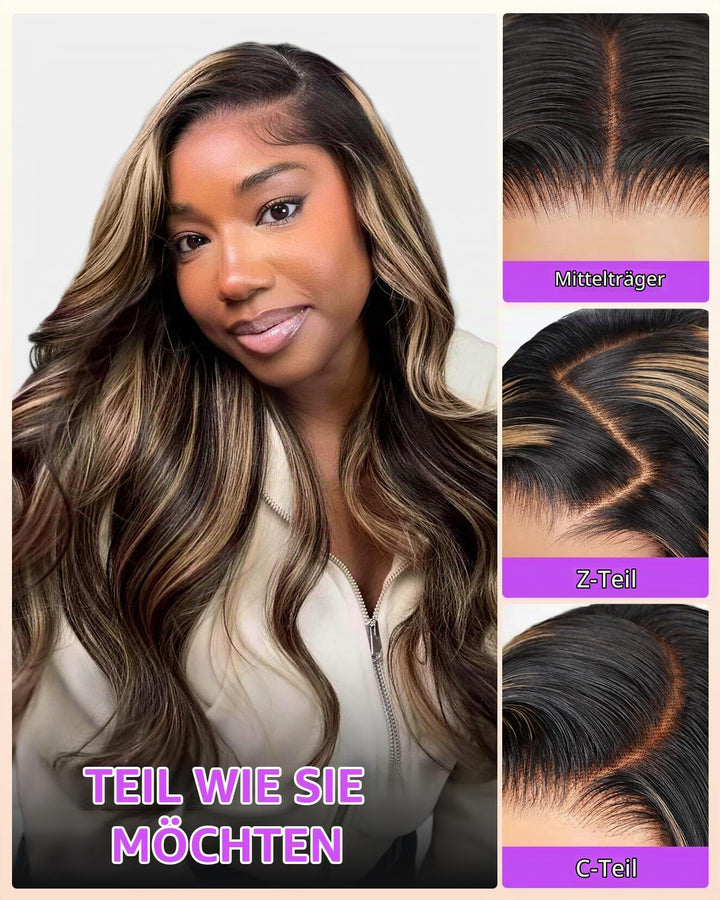 MEGALOOK Balayage Glueless Wigs Perücke 5x6 Pre Cut Lace Front Wig 20 Inch | Ready to Go Glueless Wi