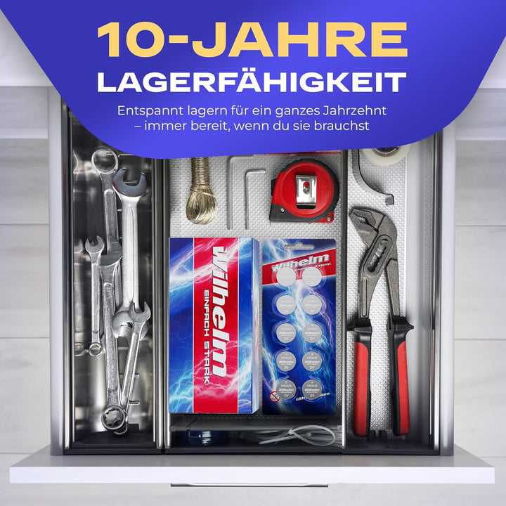 100 x CR2032 Wilhelm Blisterpack Knopfzelle Batterie Lithium 3V CR 2032