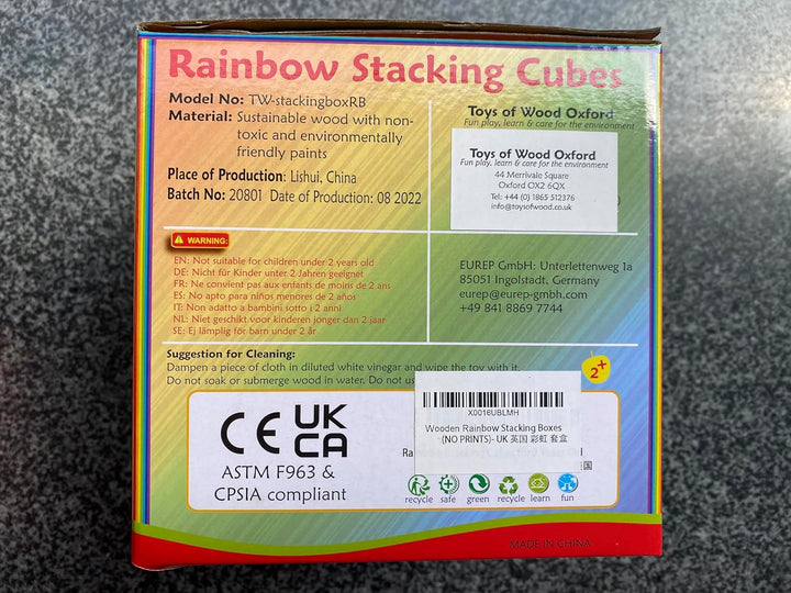 Toys of Wood Oxford Holzstapelbox Regenbogen-Farben-Nesting und Sorting Cups Blöcke für Kleinkinder-