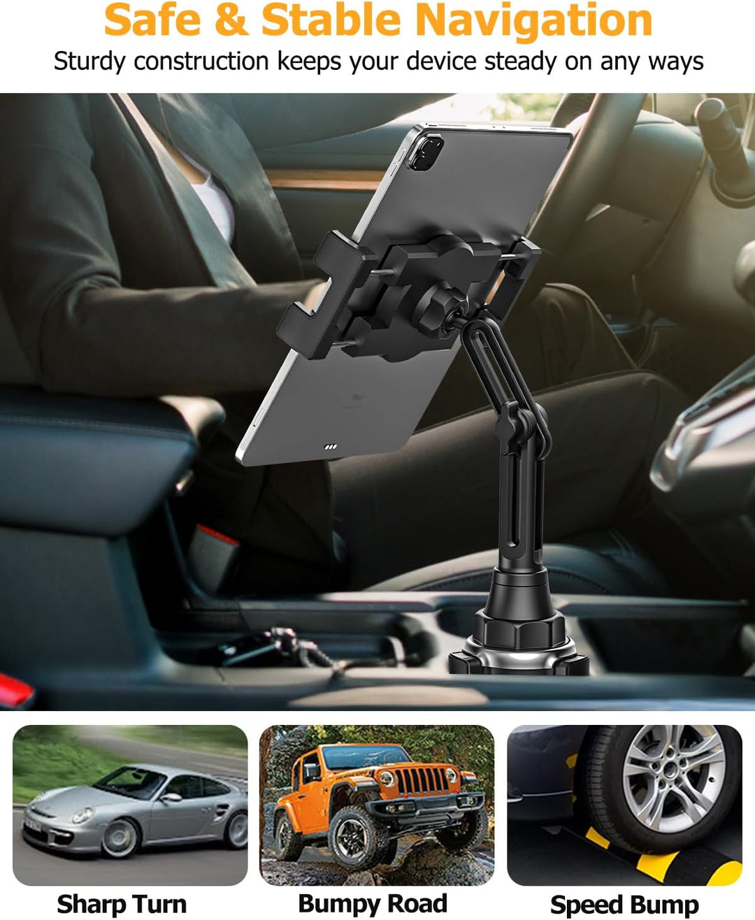 Getränkehalter Auto Tablet Halterung, woleyi PKW LKW Becherhalter Tablet Handyhalter mit Verstellbar