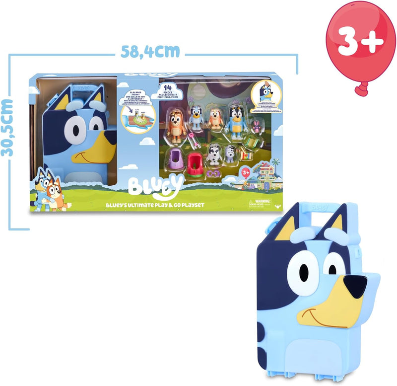 Bluey - Collector Case mit Figuren, Sammelbox für Welpen, 6 Figuren aus der Zeichnungsserie für Kind