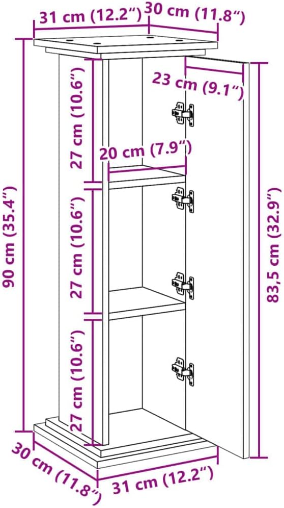 vidaXL Postament mit Stauraum Altholz-Optik 31x30x90 cm Holzwerkstoff 31 x 30 x 90 cm Altholz, 31 x