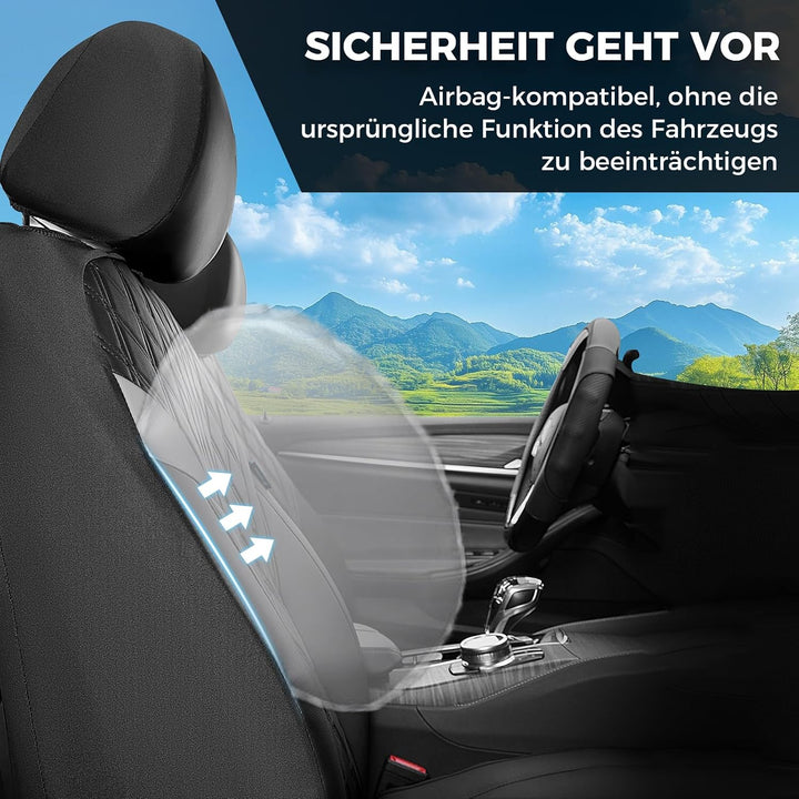 FLORICH Autositzbezüge Komplettset Vordersitze, Atmungsaktive PU Leder Sitzbezüge, Wasserdichter Aut
