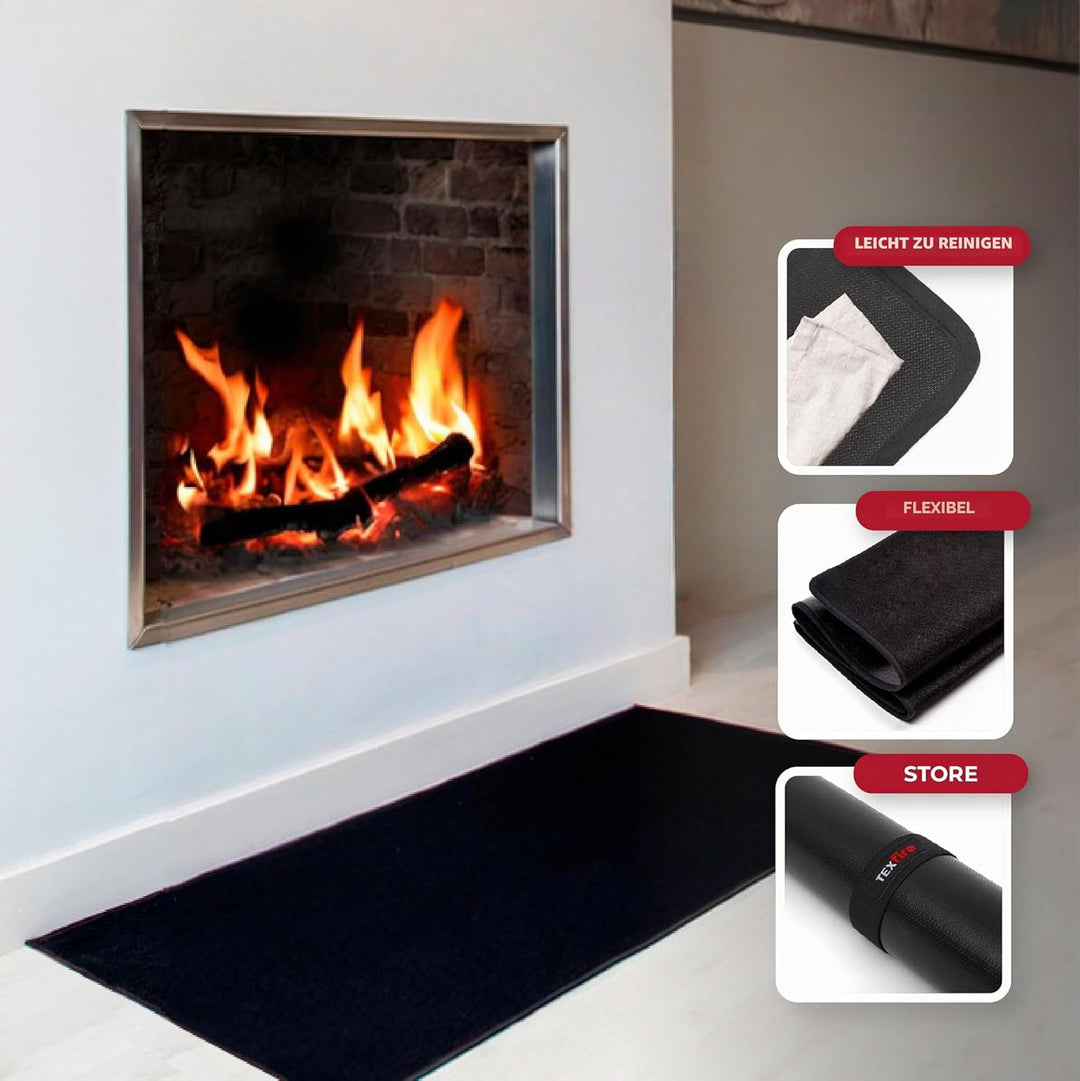 TEXFIRE - Mehrschichtige feuerfeste Matte – Bodenschutz für Ofen, Kamin und Grill (100x50