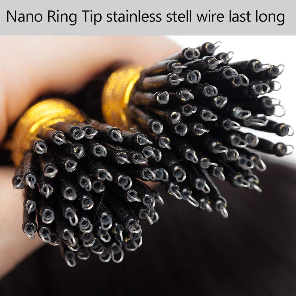 SEGO Nanoring Extension Echthaar 1g Loop Haarverlängerung Haarteile 50 Strähnen Glatt 100% Remy Huma