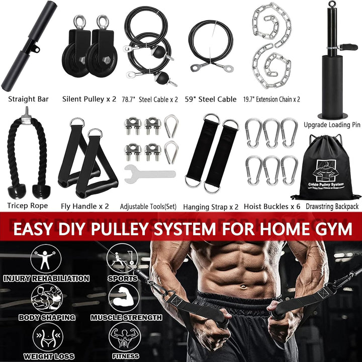 Favuit Kabelzug Fitness Kabel Latzug Unterarmtrainer Set, Gym Arm-Krafttraining Trizeps Seil Gewicht